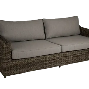 Meistverkauft 3 Sitzer Gartensofa Sofa Glendon 219 cm mit Kissen Kunstrattan braun